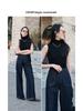 Designer High-Waisted Wide-Leg Jeans for Women - Trendy Spring Floor-Length Denim Pants