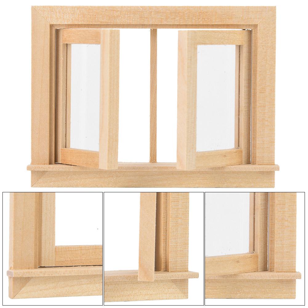 Mini Simulation Wooden Window Furniture for 1:12 Doll House Accessory