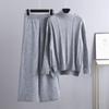 Вязаный комплект из 2 предметов для женщин, толстый, теплый, повседневный, пуловеры + брюки с широкими штанинами, спортивные костюмы, наряды, Осень, Зима