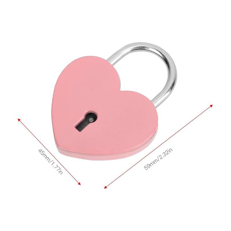 Металлический замок в форме сердца с ключом, цветной изысканный навесной замок для домашней шкатулки для хранения ювелирных изделий, дневника, книги 45x59 мм