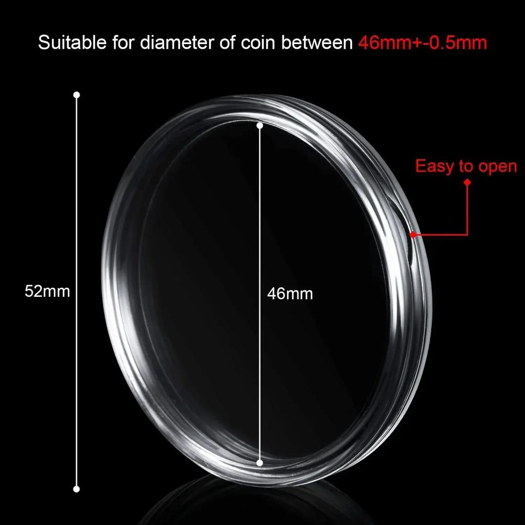 40Pcs 46mm Coin Holder Capsule Case with Gasket for Military Commemorative Coin Medal Storage Box Collection Supplies