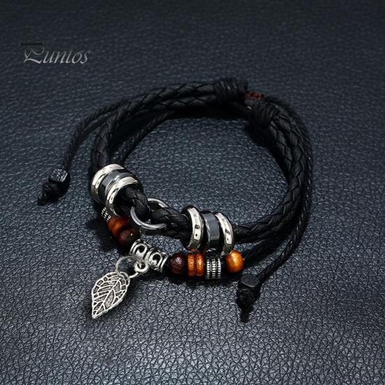 Браслет ручной работы, винтажные бусины из сплава, кулон в виде листьев, многослойный браслет из бисера, браслет в этническом стиле для женщин и мужчин, браслет, ювелирные аксессуары, подарок