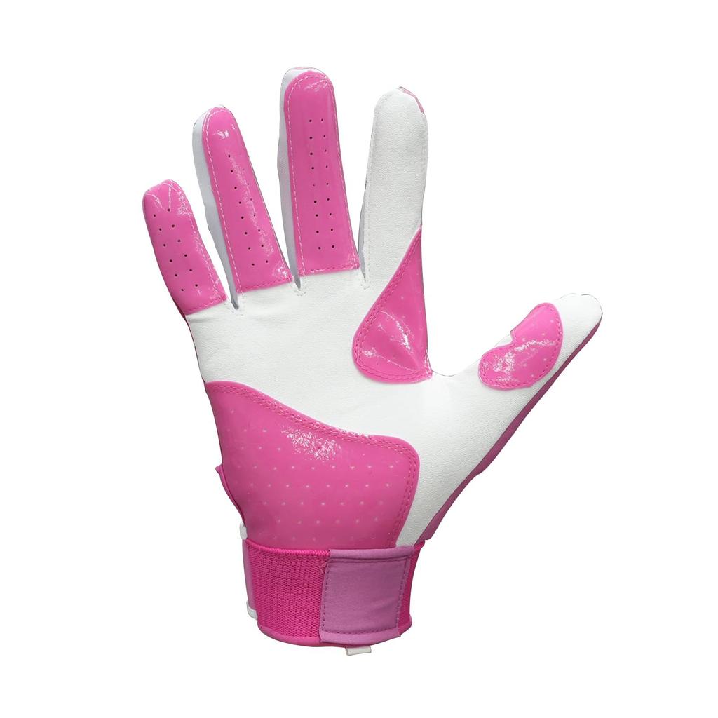 CUTTERS Batting Gloves B444 Power Control Size 4.0, Ambidextrous, Baseball/Softball, M, Pink/White