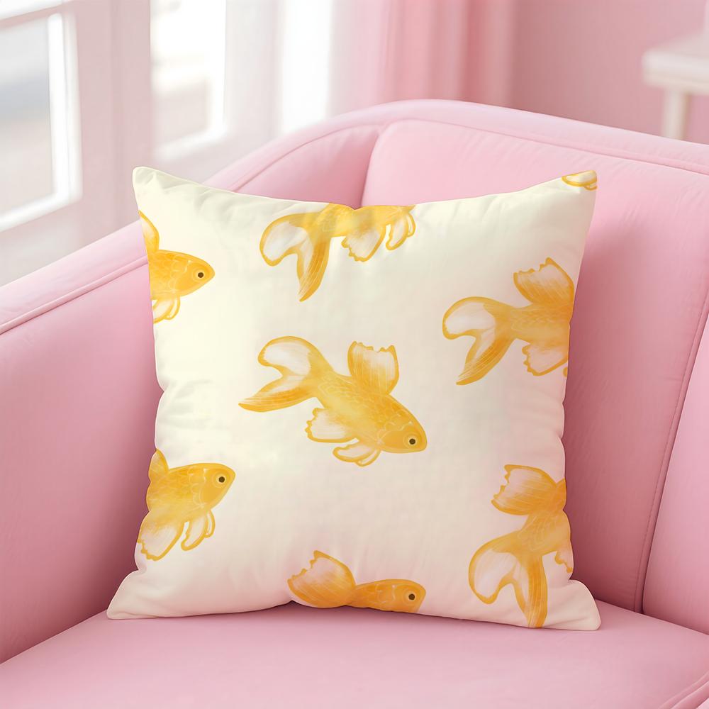 Cute and Childlike fishes Cushion Cover Pillow Case Soft Skin Friendly Fabric Concealed Zipper