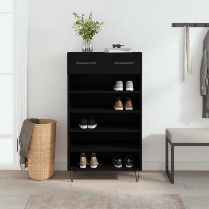 VidaXL Shoe Cabinet Black 60x35x105 Cm Engineered Wood 829605