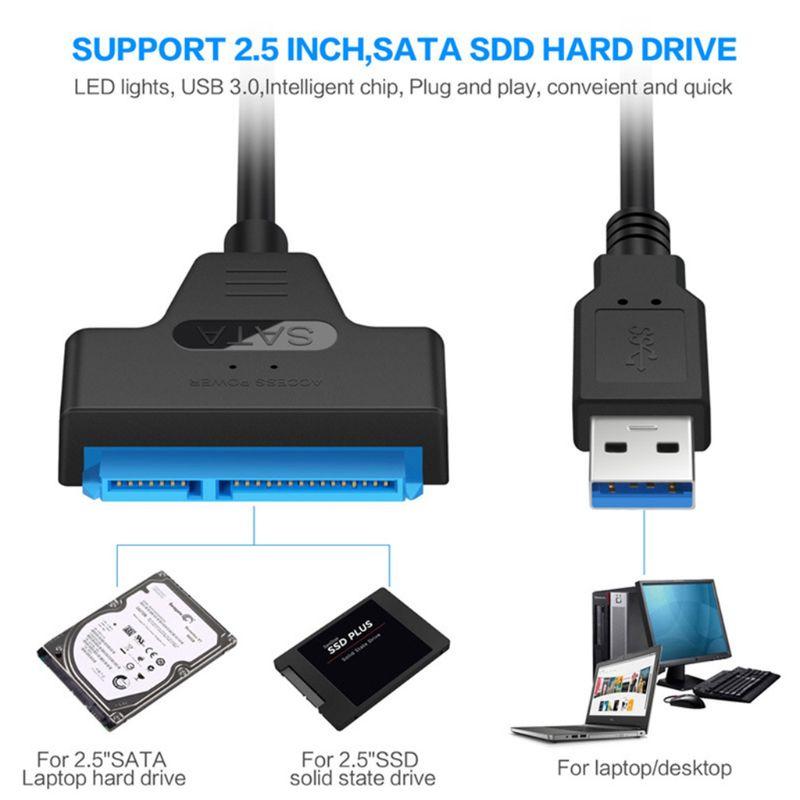 Кабель Sata на USB Адаптер USB 3.0/2.0/Type C для 2,5-дюймового жесткого диска Sata - Внешний конвертер для передачи данных SSD/HDD