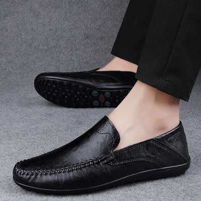 Высококачественная модная дышащая повседневная кожаная обувь для мужчин, удобная мягкая подошва, нескользящая обувь для вождения на открытом воздухе