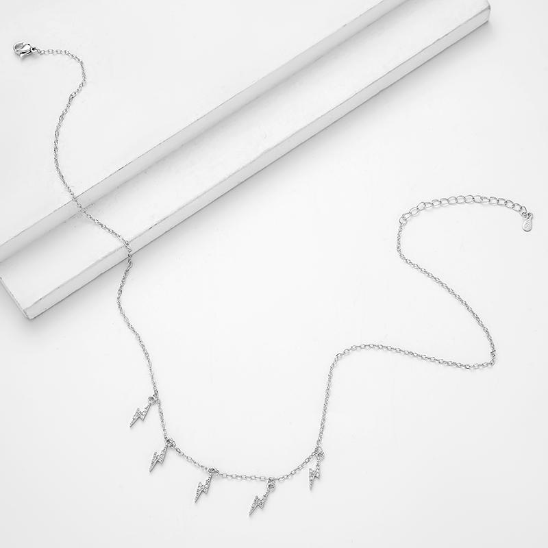 ANENJERY Кулон с кубическим цирконием и геометрической волной, ожерелье с кисточкой, женское колье из 18-каратного золота, посеребренного медного колье, цепочка на ключицу