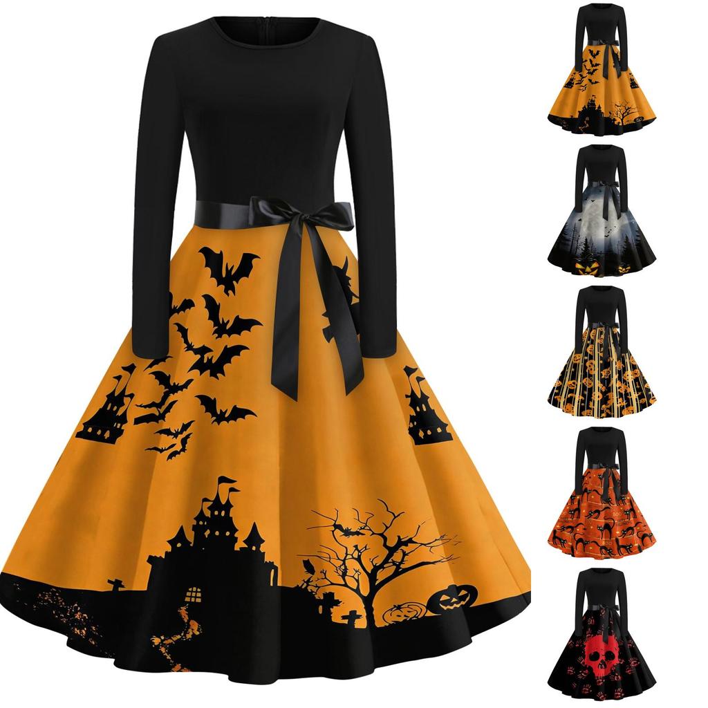 Women's Halloween Costume Dress Short Sleeve Fashion Party Dress for Evening Events