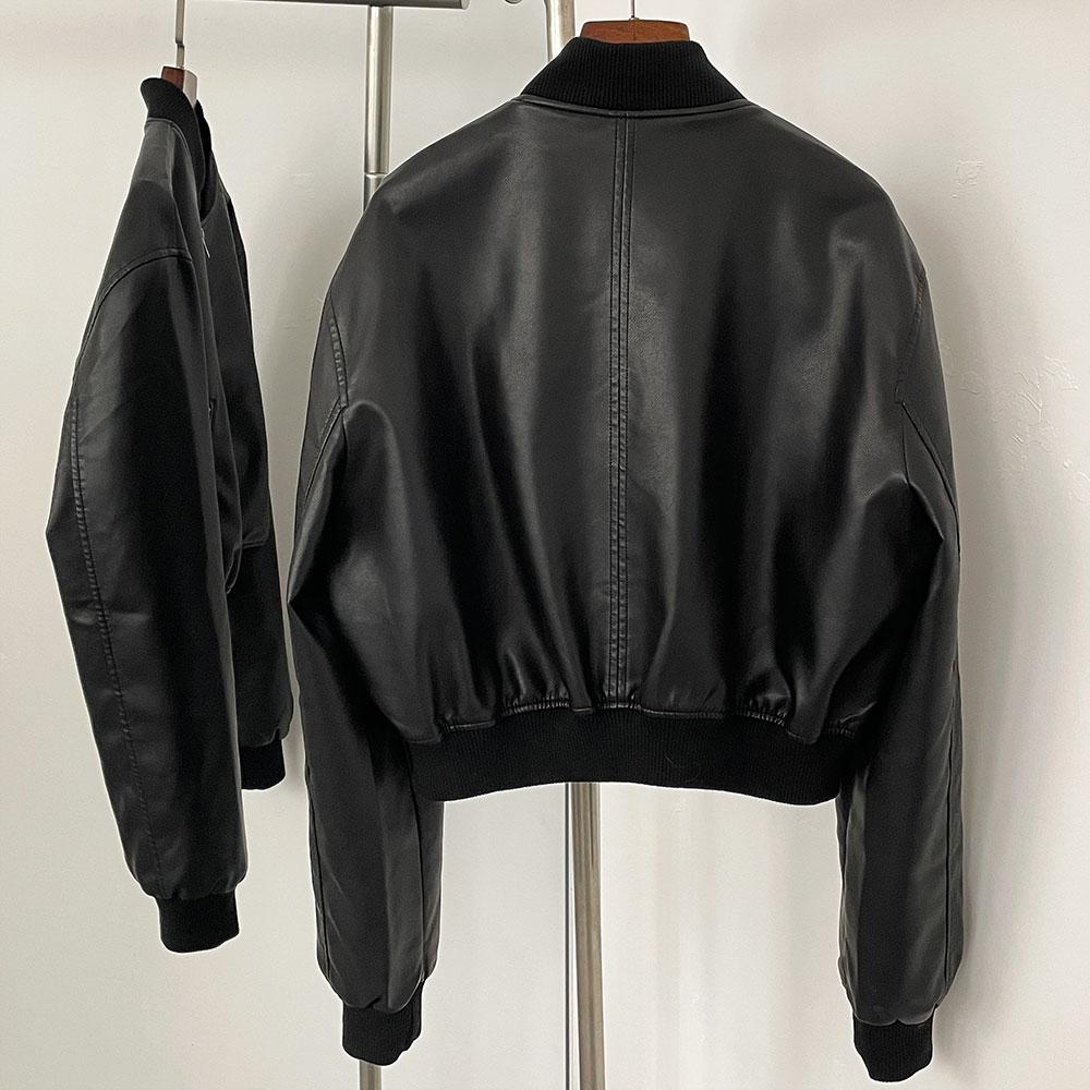 OFTBUY Women Vintage Loose Pu Faux Leather Short Jacket with Belt Motorcycle Jacket Female Zipper Retro Moto Biker Coat Outwear Tops