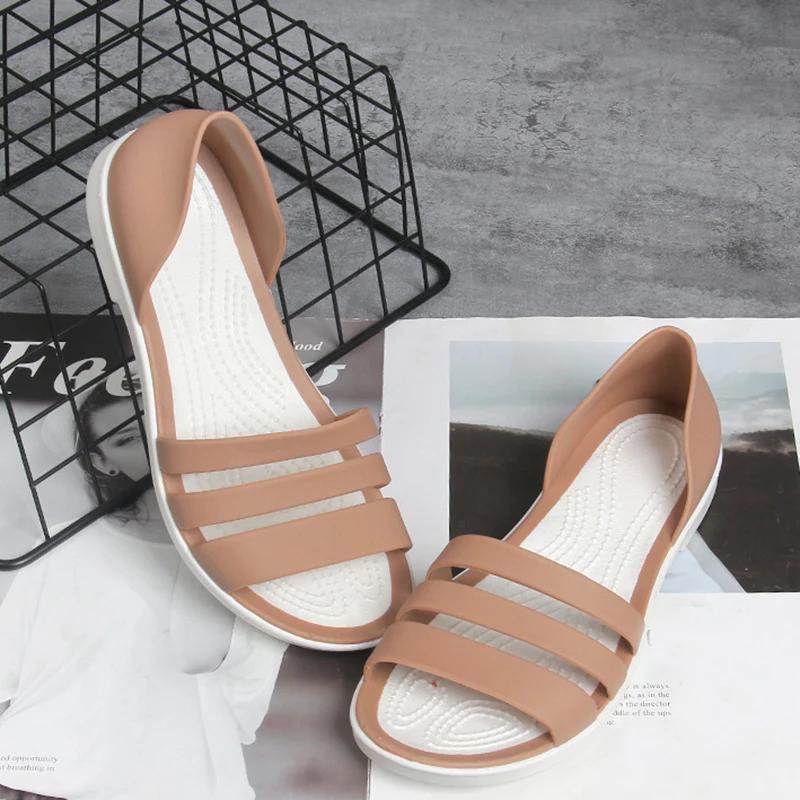 Fashion Fashion Open-Toed Slides Shoes For Women Summer Flat Sandals Candy Color Casual Beach Outdoot Female Ladies Jelly Slippers
