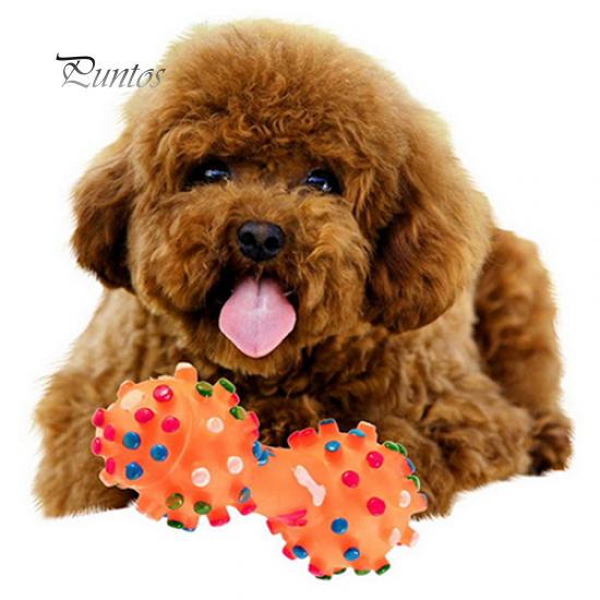 Pet Puppy Sound Polka Dot Squeaky Rubber DumbBone Жевательная игрушка