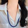 Ветер Винтаж Натуральный Лазурит Дизайн Чувство Ключичная Цепочка Ожерелье Цепочка для Свитера Женская Верность