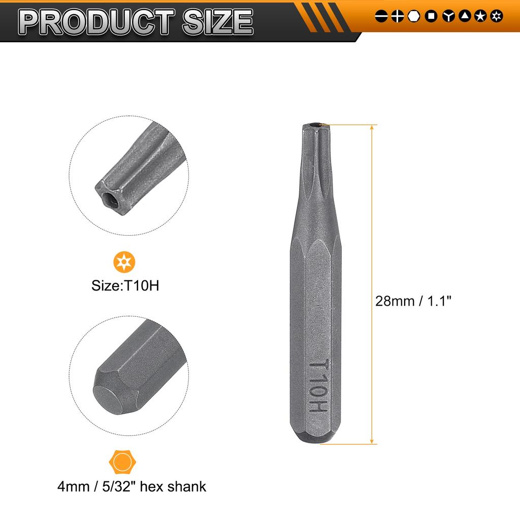 6/12 шт. Бита Torx 5/32" Шестигранный хвостовик Длина 28 мм Сталь S2 Магнитная Звезда 6-точечная головка Отвертка Бита с отверстием/Без отверстия