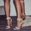 Ankle Strap Women Sandals Summer  Fashion Rhinestones Thin High Heels Gladiator Sandal Narrow Band Party Dress Pump Shoes