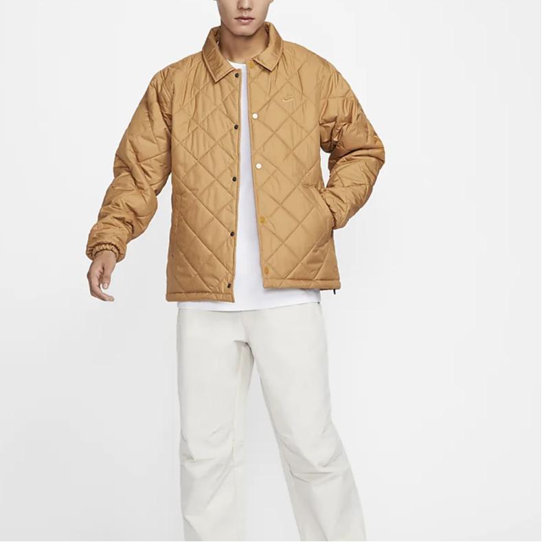 Nike Однотонная спортивная теплая модная куртка мужская куртки цвета хаки FZ0635-224