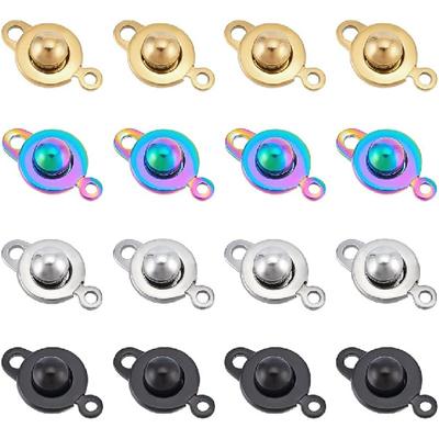 UNICRAFTALE 16 комплектов 4 цветов Застежки-кнопки из нержавеющей стали 15 мм круглые застежки Шаровые застежки Застежки для браслетов Соединитель