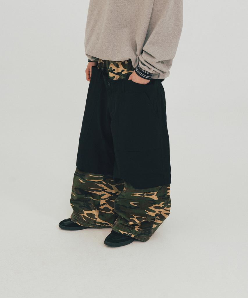 ANGLAN Double Waist Layered Pants - Camo