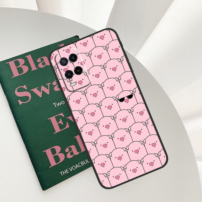 Милый розовый чехол-поросенок для Oppo A52 A72 A76 A96 A54 A74 A94 A54S A57S A58 A78 A98 A57 A77 A15 A16 A17