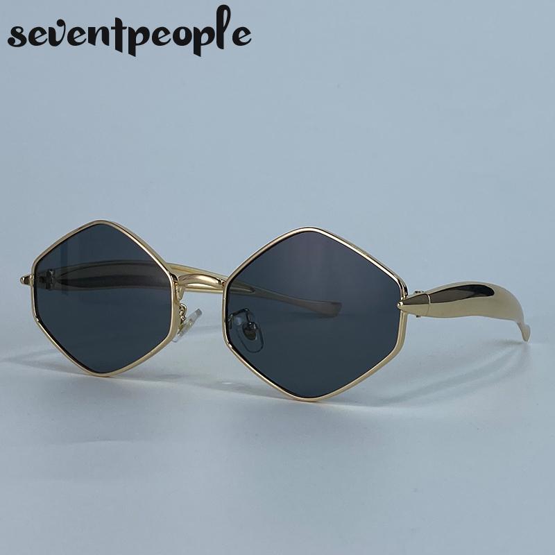 Маленькие шестиугольные солнцезащитные очки в стиле стимпанк для женщин, роскошный бренд, классическая металлическая оправа, многоугольные панк-солнцезащитные очки для дам, очки, солнцезащитные очки