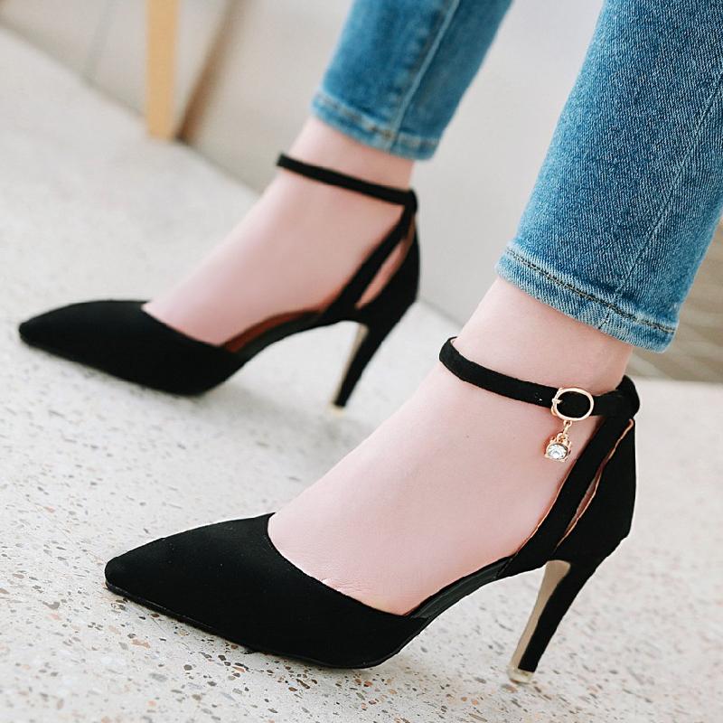Классические женские туфли-лодочки на высоком каблуке Мода Элегантный ремешок Острый носок Черный Зеленый Розовый На каблуке Офис Вечеринка Свадебные туфли Леди
