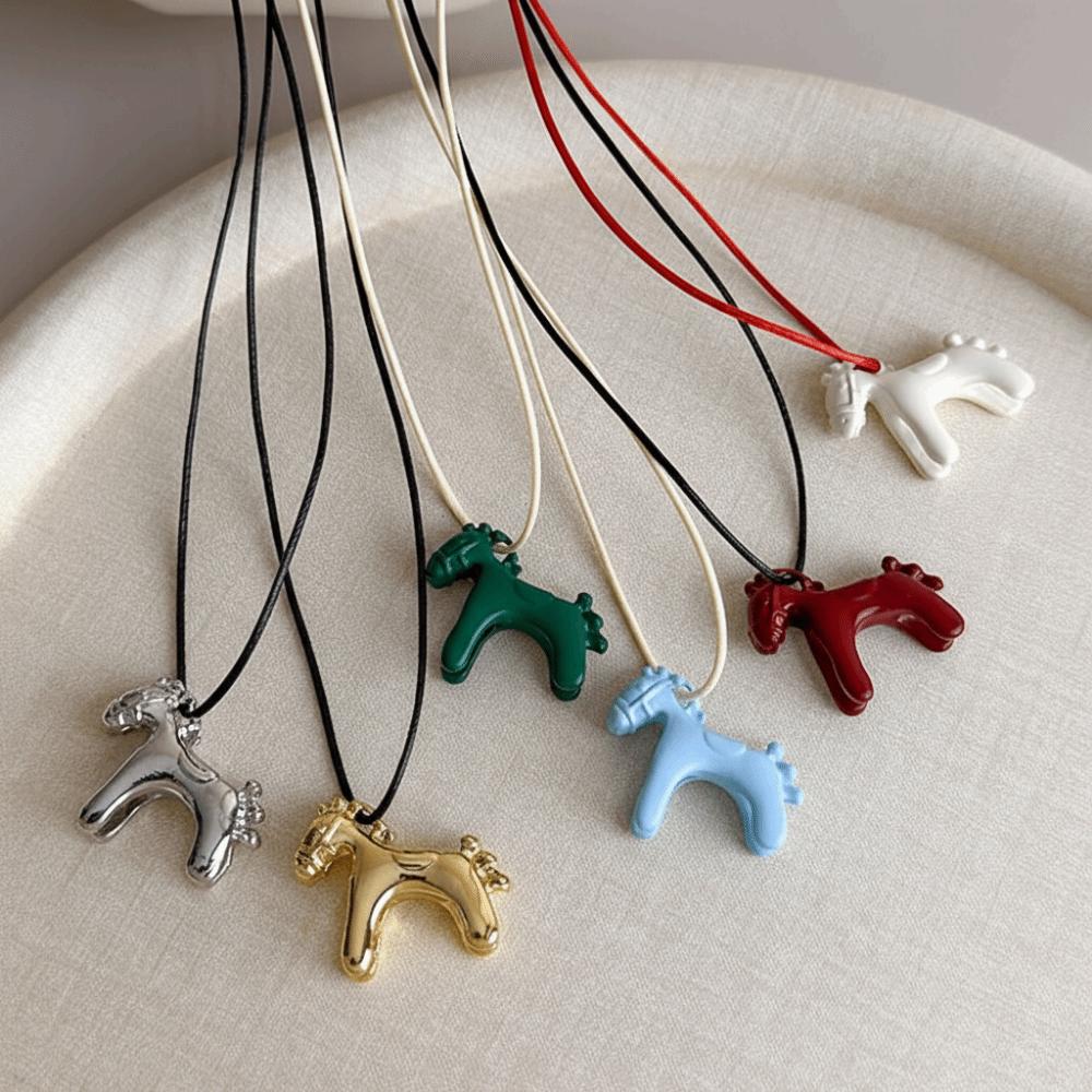 Necklace Colorful Horse Pendant Horse Pendant Dopamine Necklace Horse Pendant Necklace Gift Giving
