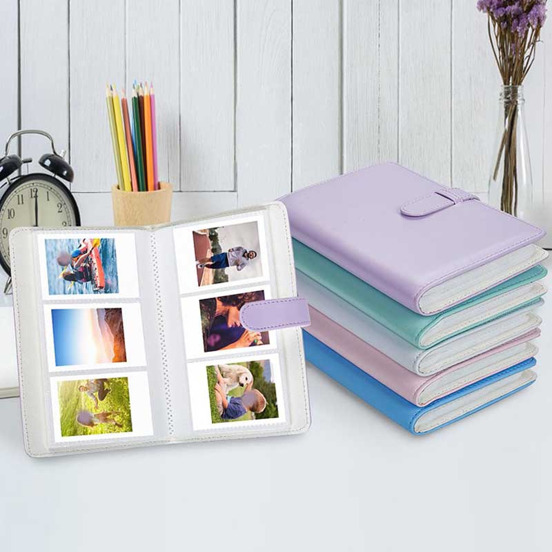 108 Pockets Photo Album for Mini 12 - 3 Inch Film Camera Storage, PU Leather Stamp Collection Book, Mini Photo Paper Organizer
