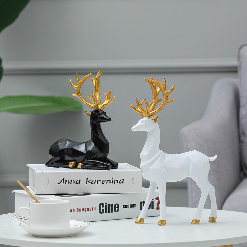 Nordic Resin Origami Elk Ornament for Living Room Decoration - Housewarming Gift