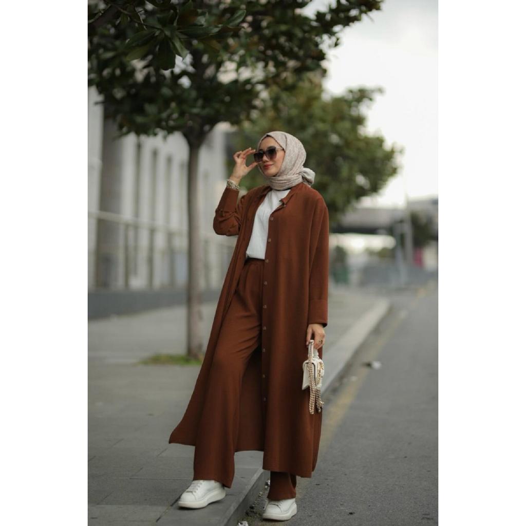 Hijab Lady Suit Brown Model-507