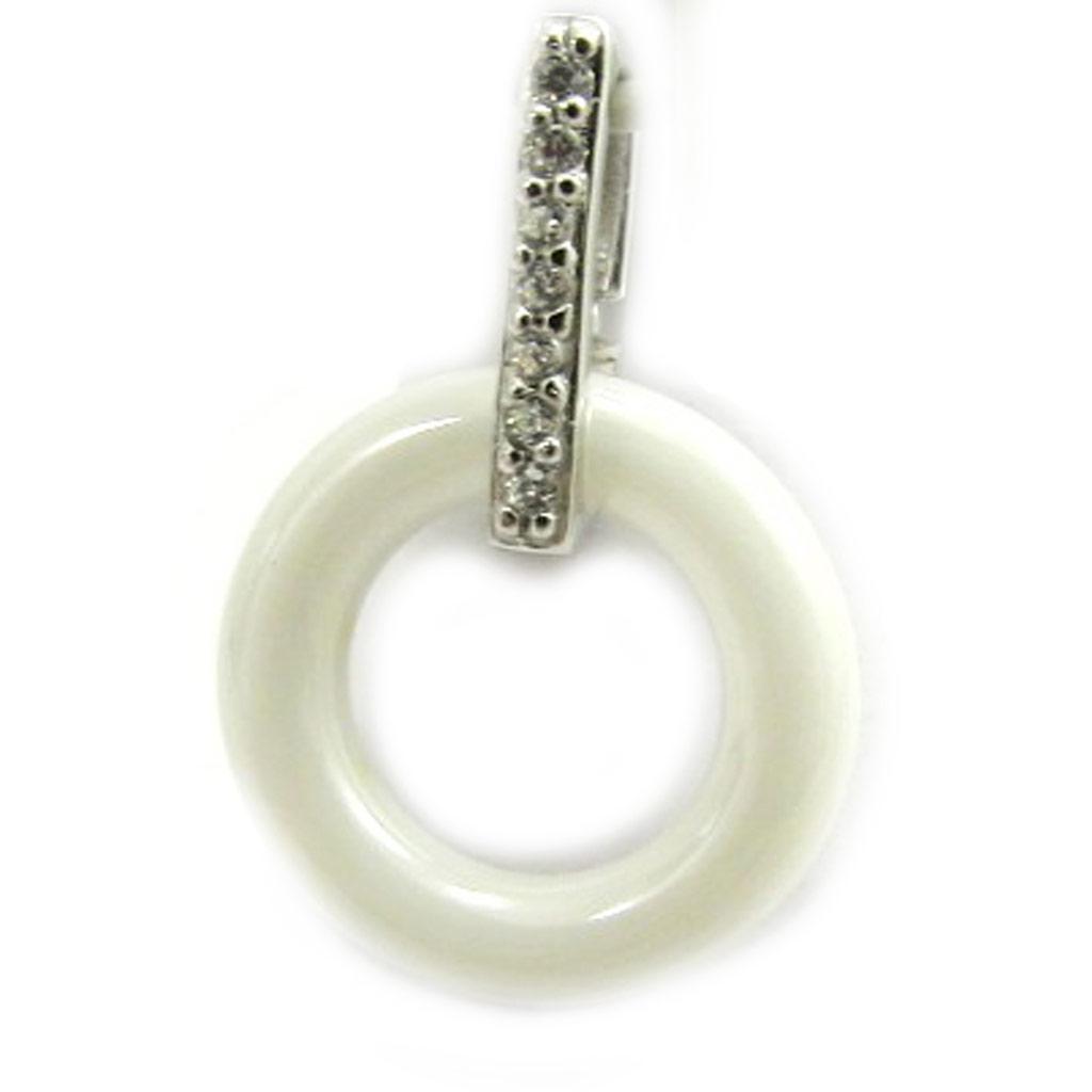 Les Trésors De Lily [L5691] - Серебряный кулон "Сисси" белый (керамика) родиевое покрытие - 19х12 мм