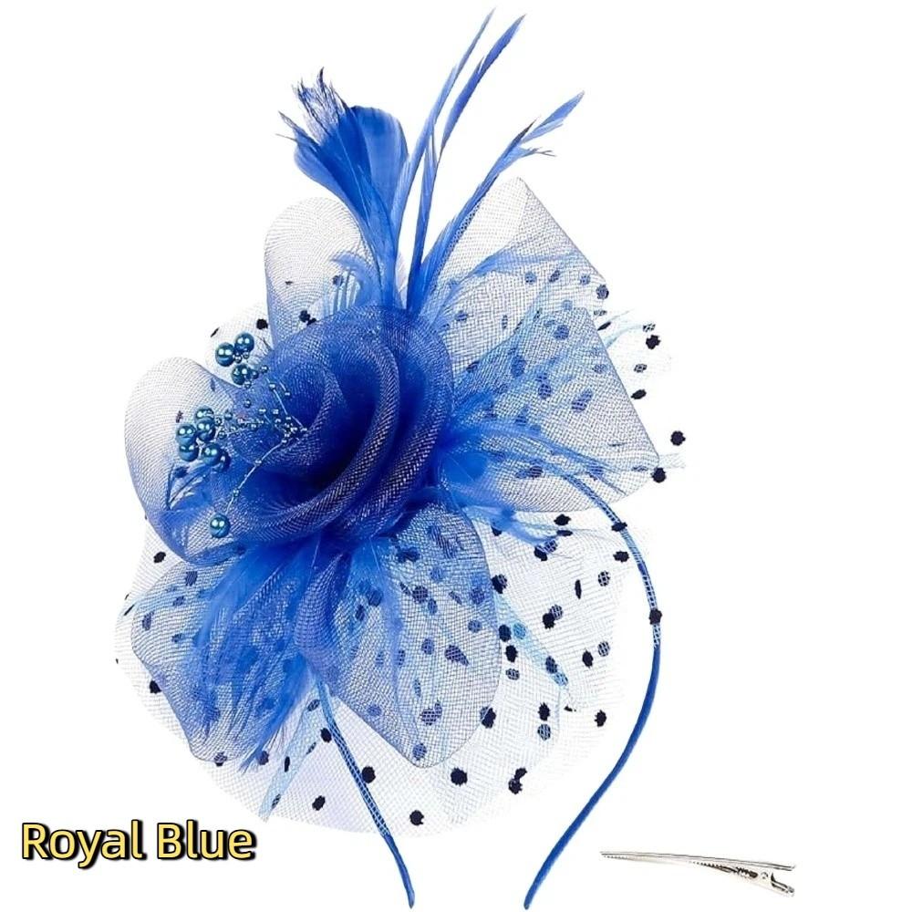 Цветок Сетка Перья Шляпка Фасинатор Обруч Заколка для волос Головной убор невесты Вечеринка Сетка Повязка для волос Свадьба