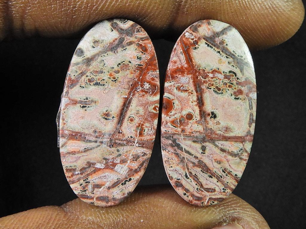 28 карат. Натуральная леопардовая яшма, парные драгоценные камни ручной работы 14X28X04 мм SK-798