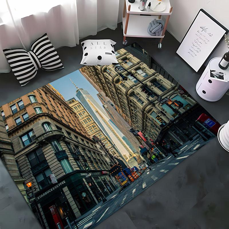 HD Printing New York City Theme Area Rug,Rugs Living Room Tapete for Bedroom Sofa Kitchen Doormat Decor,Kids Non-slip Floor Mat