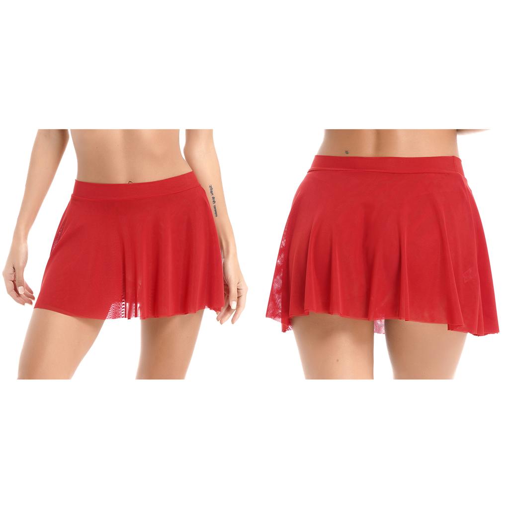 Женская повседневная однотонная плиссированная мини-юбка с высокой талией для ночной одежды, вечерние пижамы, двухслойная сетчатая юбка-трапеция с оборками