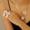 Metal Flower Jewelry Set Exaggerated Pendant Jewelry Suit Flower Necklace Earrings Set  Party