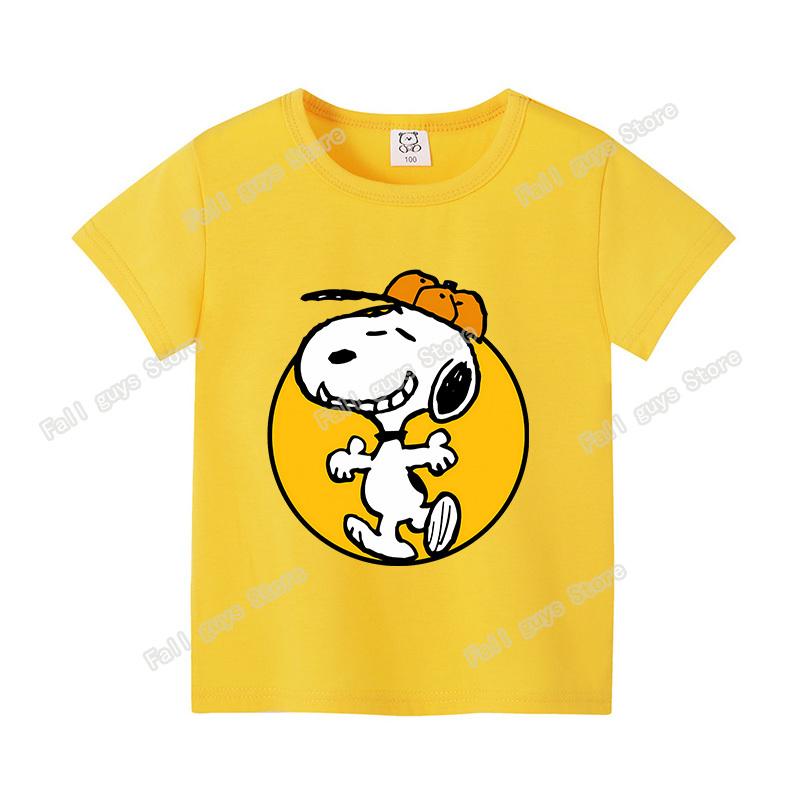 Snoopys Kids TShirt Cartoon Dog Merch Boy Girl Short Sleeve Tops Summer Breathable Cute Child Casual Clothes Birthday Gift