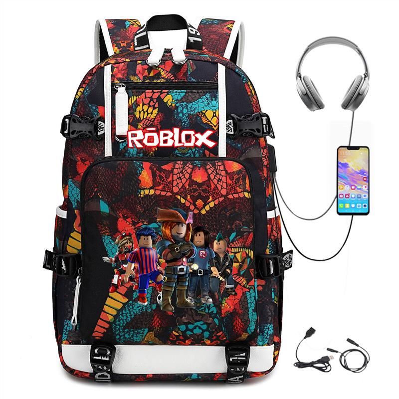 Multi-functional USB Charging Backpack, Large Capacity Outdoor Travel Backpack, Game Print Design Casual Daypack