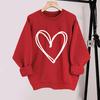 Yousheng весна осень женская толстовка с принтом сердца чистый цвет круглый вырез свободный длинный рукав пуловер топ ко Дню Святого Валентина