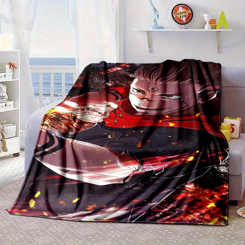 Jujutsu Curse Battle Blanket Flannel Blanket for bed, sofa, Camping, Hiking, Picnic Essentials, gift for family Fan gifts