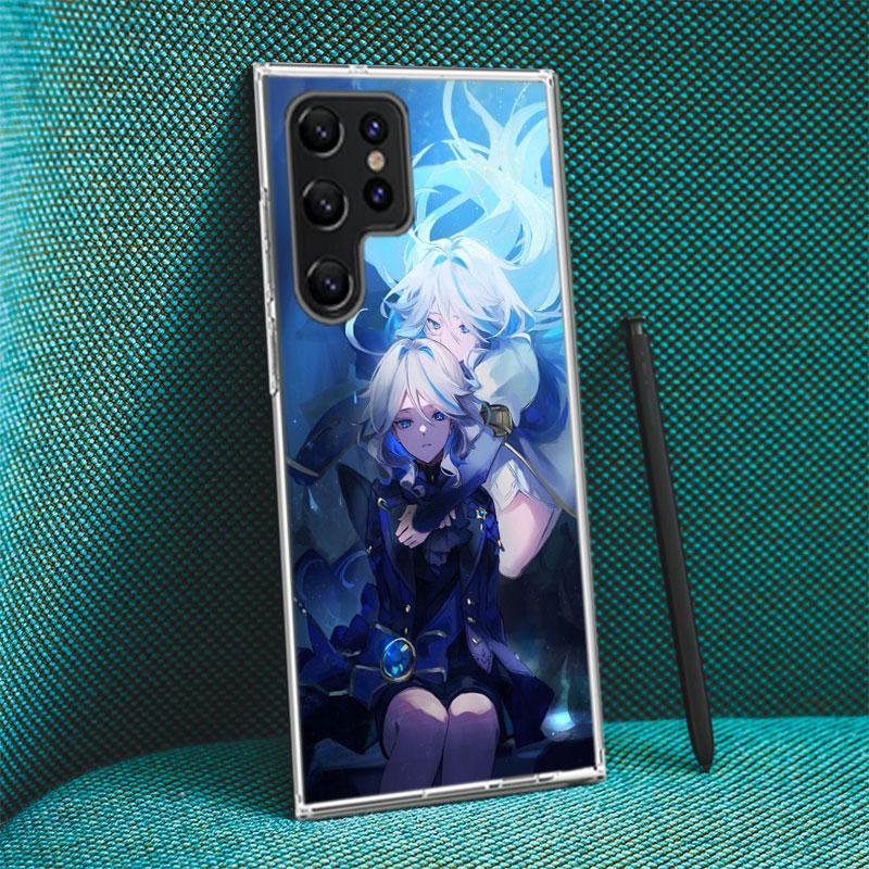 Cute Furina Genshin Impact Capa Phone Case For Samsung S26 Ultra S25 Edge Galaxy S23 S21 S20 S24 FE S22 S10 Plus Cover Clear TPU