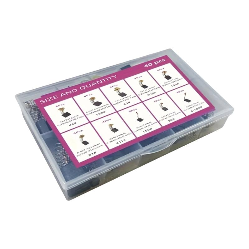 Набор из 40 штук угольных щеток 10 моделей, пропитанных медью, для ремонта электродвигателей промышленного оборудования