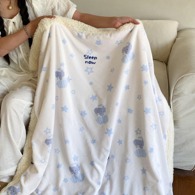 Winter Thick Milk Fleece Blanket Office Nap Sofa Bed Kids Students