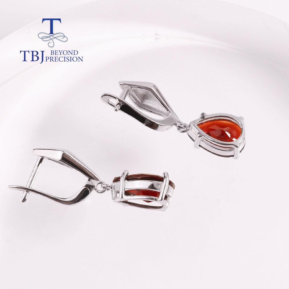 Bolaijewelry Простые серебряные серьги с гранатом, серебро 925 пробы, с натуральными драгоценными камнями, грушей, 8*12 мм, изысканные украшения для женщин, простые ювелирные изделия