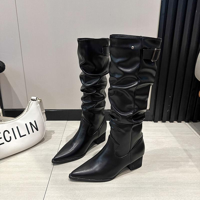 Сексуальные женские сапоги с острым носком, модные туфли на высоком каблуке, блестящие кожаные туфли, зимние замшевые туфли до колена в готическом стиле Botas Mujer, роскошные туфли-лодочки