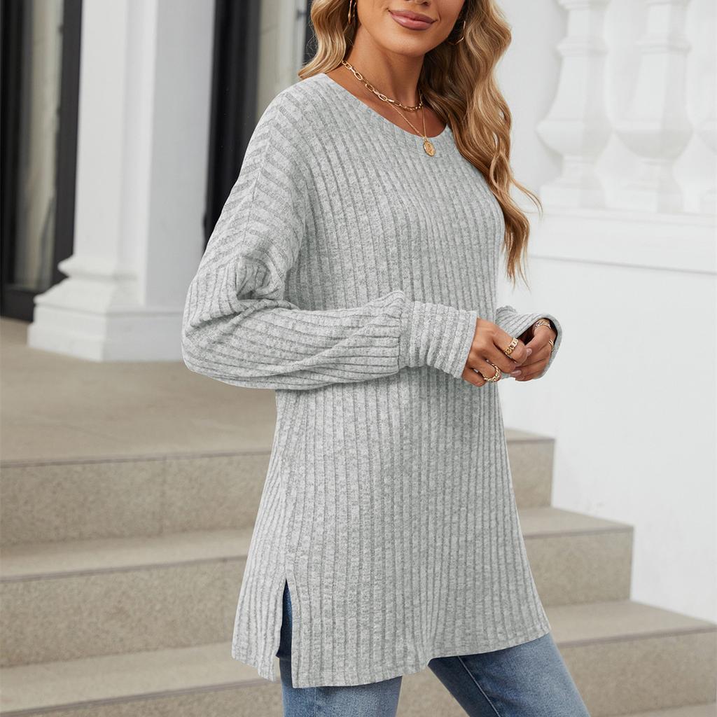 HNXC Women's Fashion Casual Autumn Winter Solid Color Print Long Sleeve O Neck Blouses & Shirts