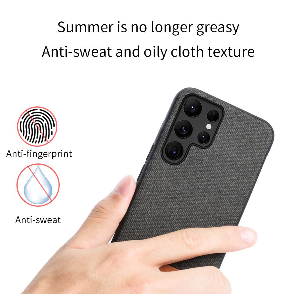 Canvas + Leather Phone Case for Samsung Galaxy S23 Ultra S24 Plus S22Ultra A54 5G Luxury 360 Full Protective Back Cover Shell