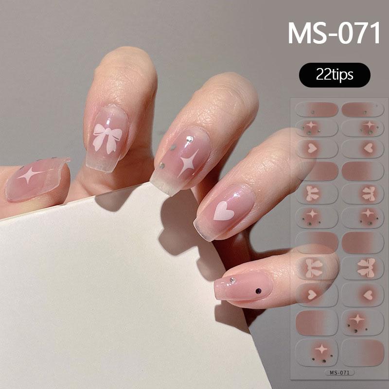 Milky Jelly White Full Cover Nail Stickers Fashion Gradient Adhesive Heart Nail Polish Wraps Women DIY Manicure