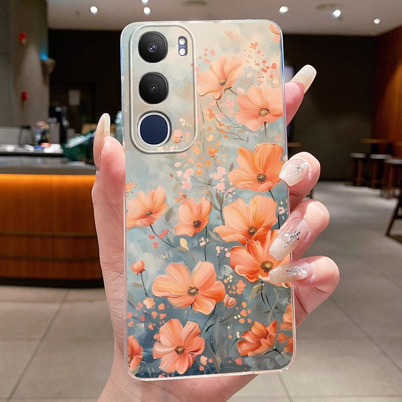 For Vivo Y29 5G V2420 Cover Vivo Y19s V2419 Case Clear Luxury Butterfly Fashion Flowers Coquette Painted Soft Slim Phone Case