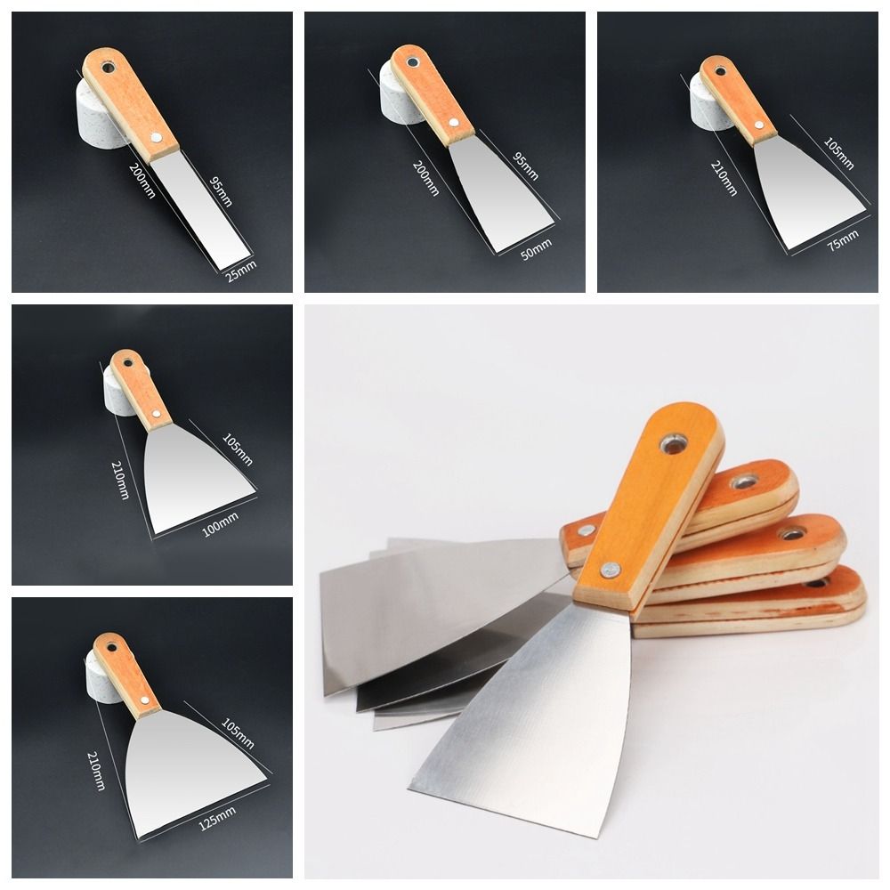 Putty Wood Handle Iron Plastering Scraper Shovel Construction Tool 2/3/4/5Inch Cleaning Scraper Shovel
