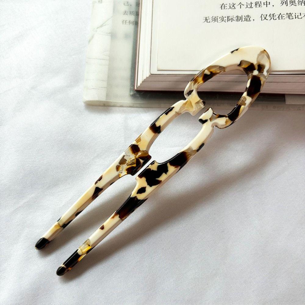 Acetate Hair Sticks U-Shaped Bun Hairpin Sweet Meatball Head Hairclip  For Woman Girl